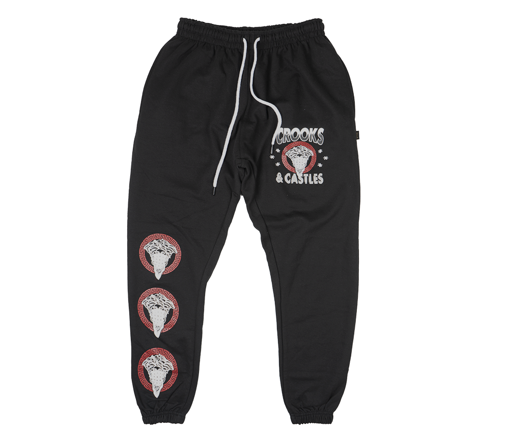 CROOKS CASTLES LOGO SWEATPANT JOGGERS BLACK QS210631