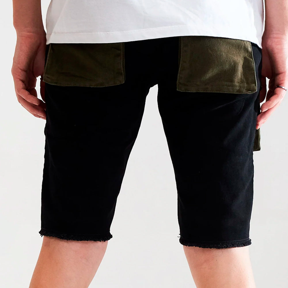 Embellish Black Denim Cargo Shorts