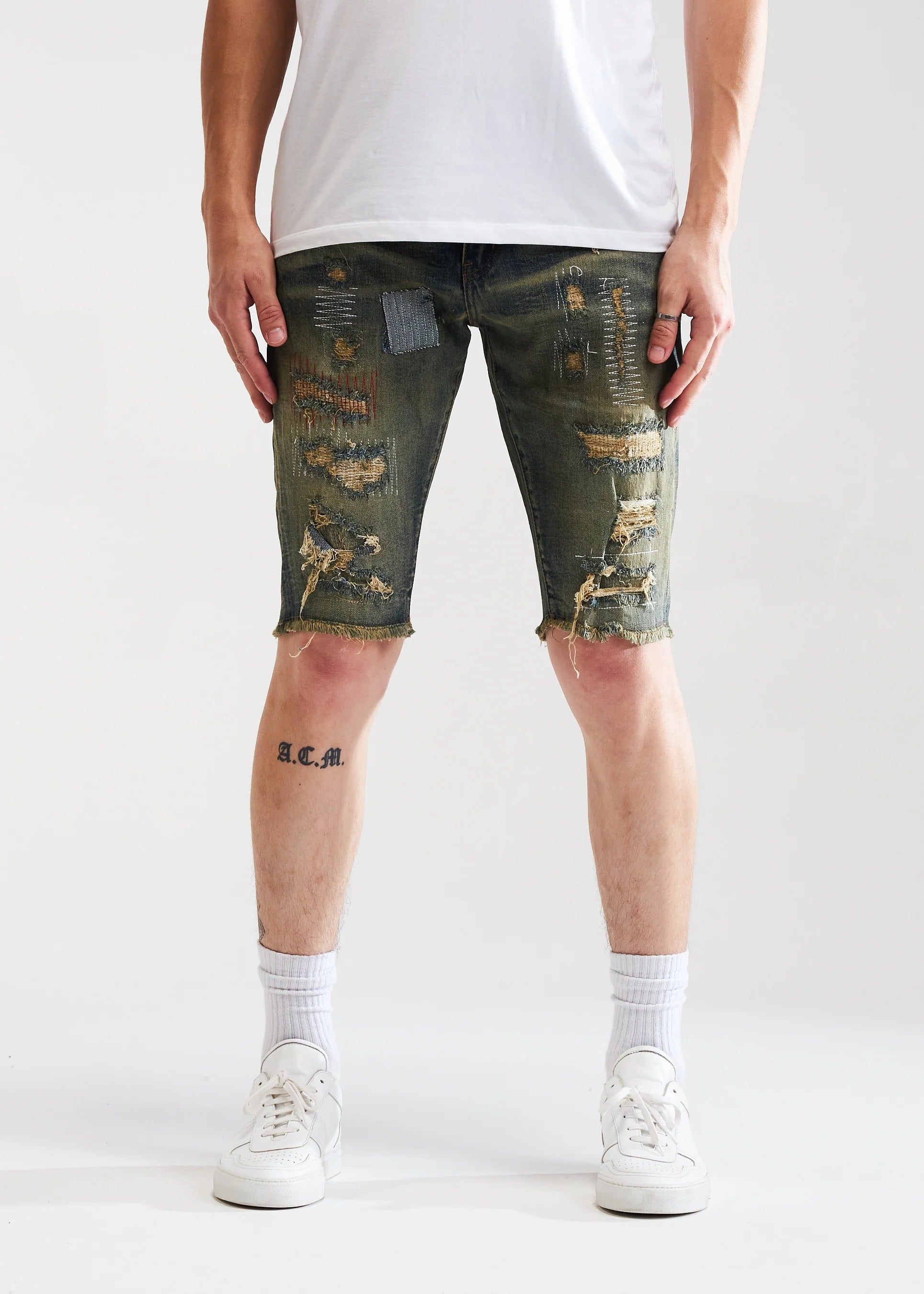 EMBELLISH INDIGO SAND JEAN SHORTS