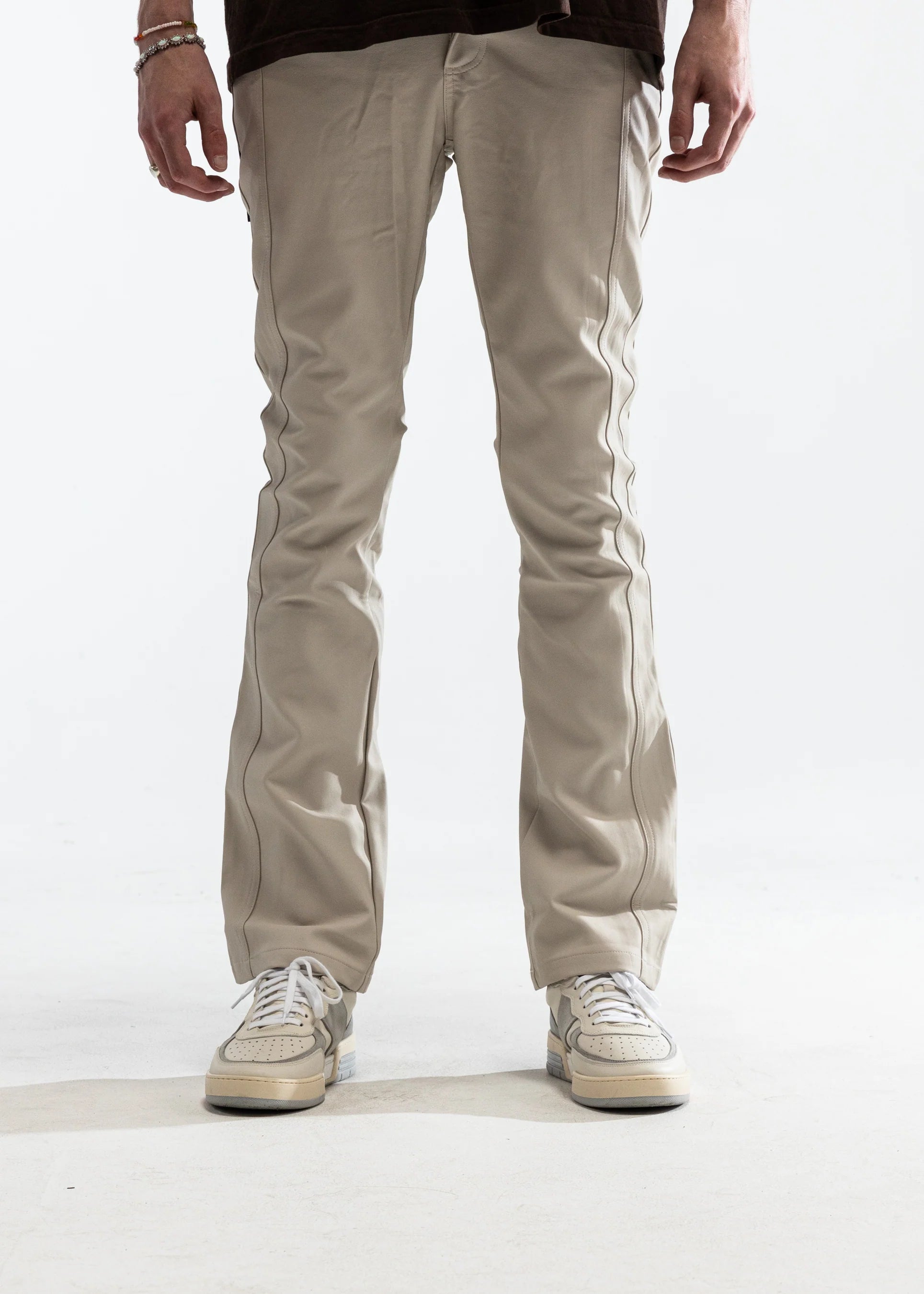 EMBELLISH WHITE LEATHER PANTS