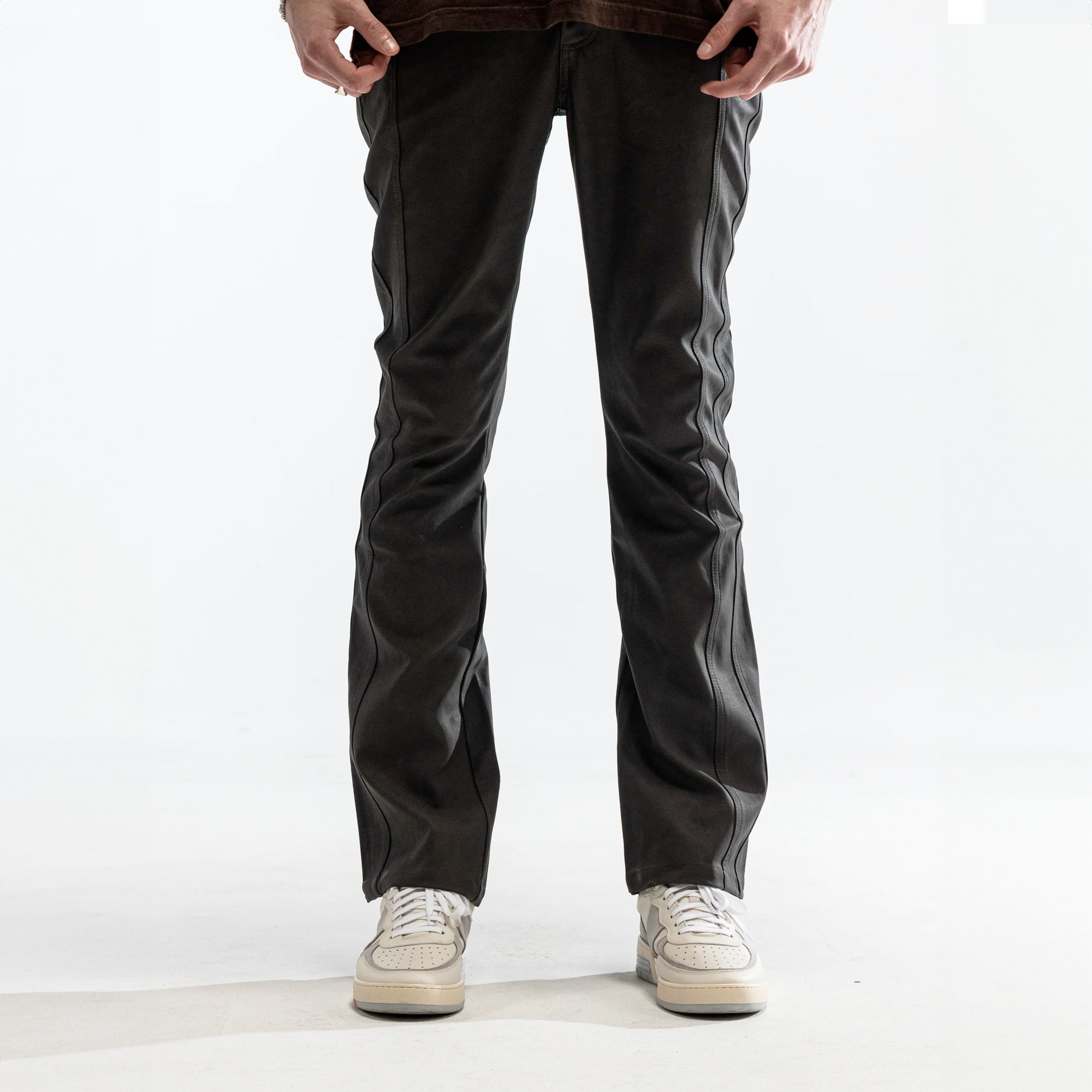 Embellish Grey Leather Pants