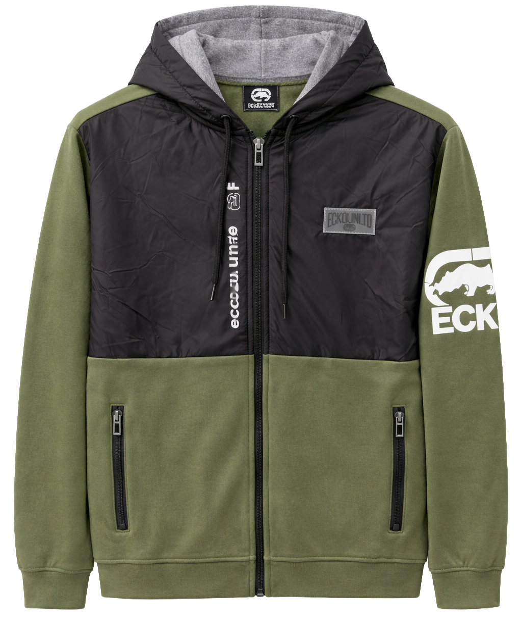 ECKO UNLTD ZIP HOODIE JACKET OLIVE - EO34H1161B