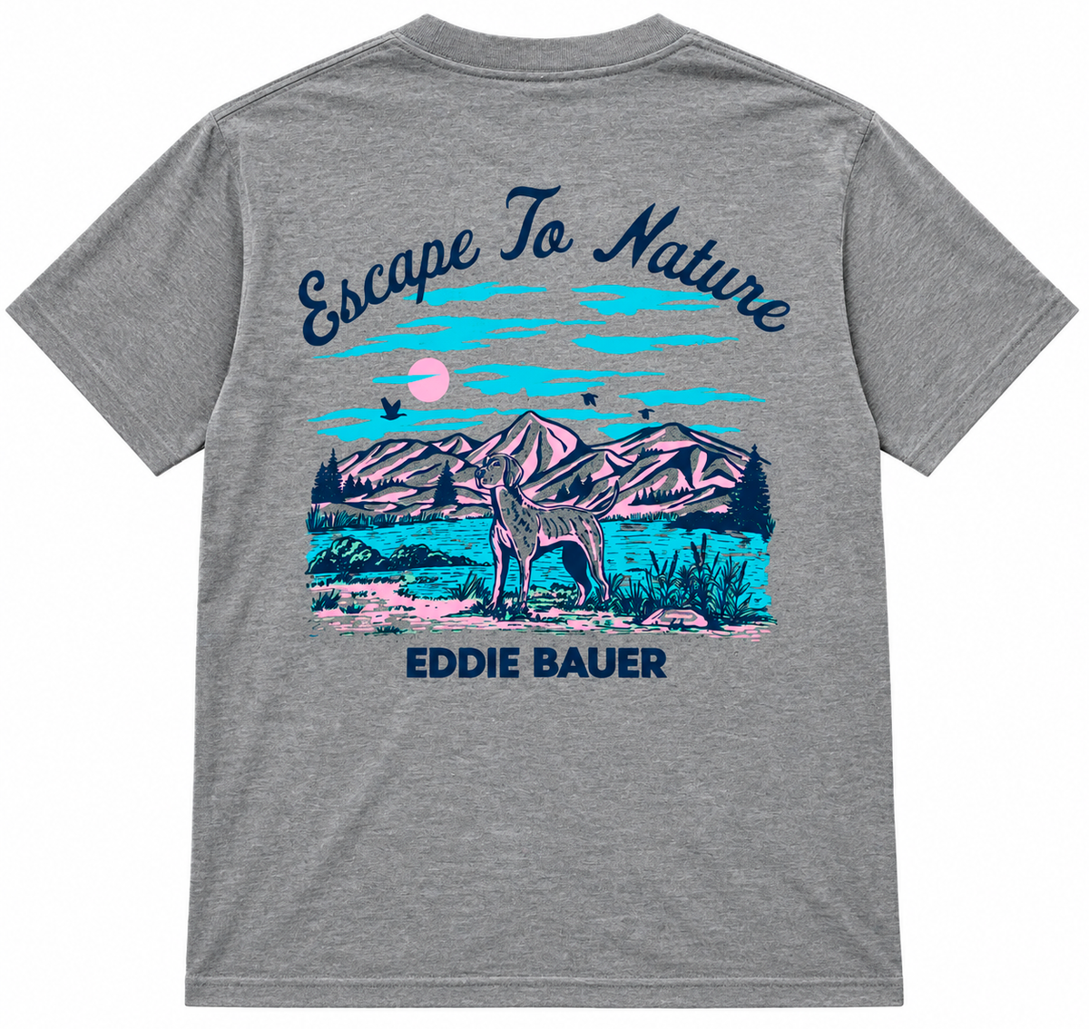 EDDIE BAUER GRAPHIC T-SHIRT CHARCOAL HTR - ESCAPE TO NATURE