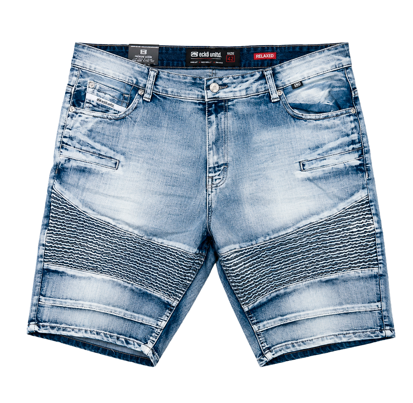 ECKO UNLTD MOTO DENIM SHORTS CRYSTAL WASH - EO12D01OM