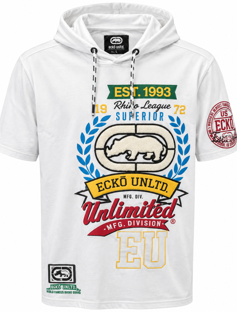 ECKO UNLTD S/S HOODIE SHIRT WHITE - EO15K1802