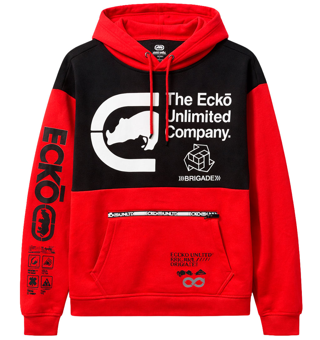 ECKO UNLTD FLEECE HOODIE RED/BLACK - EO34H1184 - Steal Deal