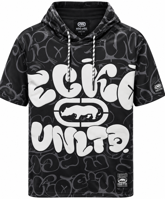 ECKO UNLTD S/S HOODIE SHIRT BLACK - EO15K1907