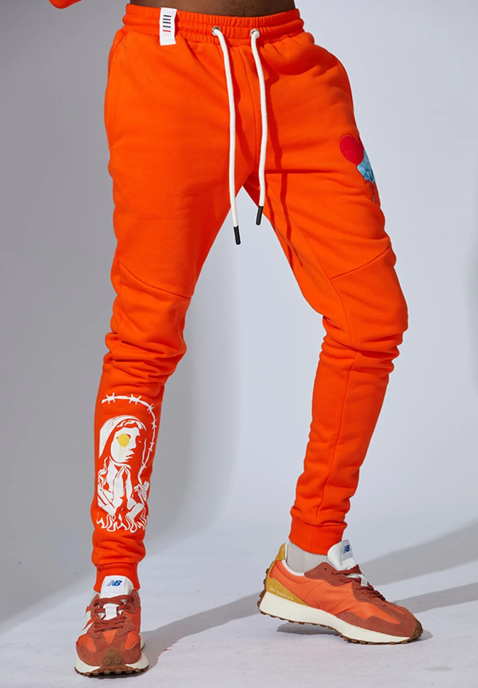 FIFTH LOOP GRAPHIC JOGGER PANTS ORANGE - FLP145 - Steal Deal