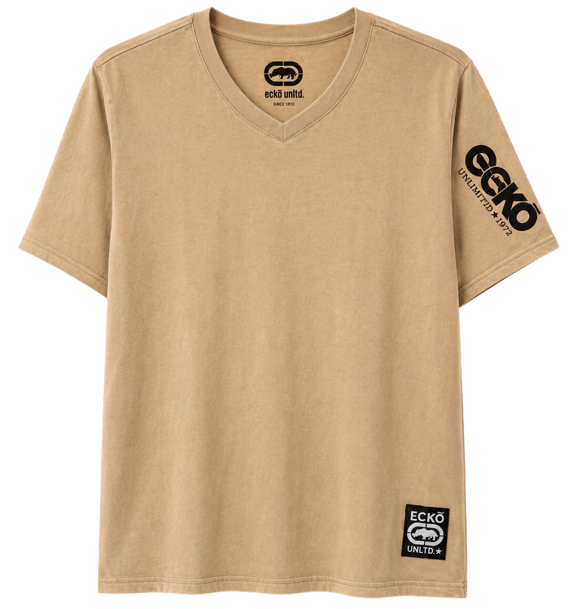 ECKO UNLTD S/S V-NECK T-SHIRT OATMEAL HTR - EO14K1429