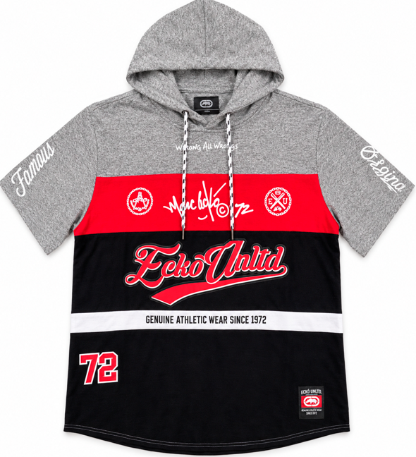 ECKO UNLTD S/S HOODIE SHIRT GREY MARLED - EO15K1835