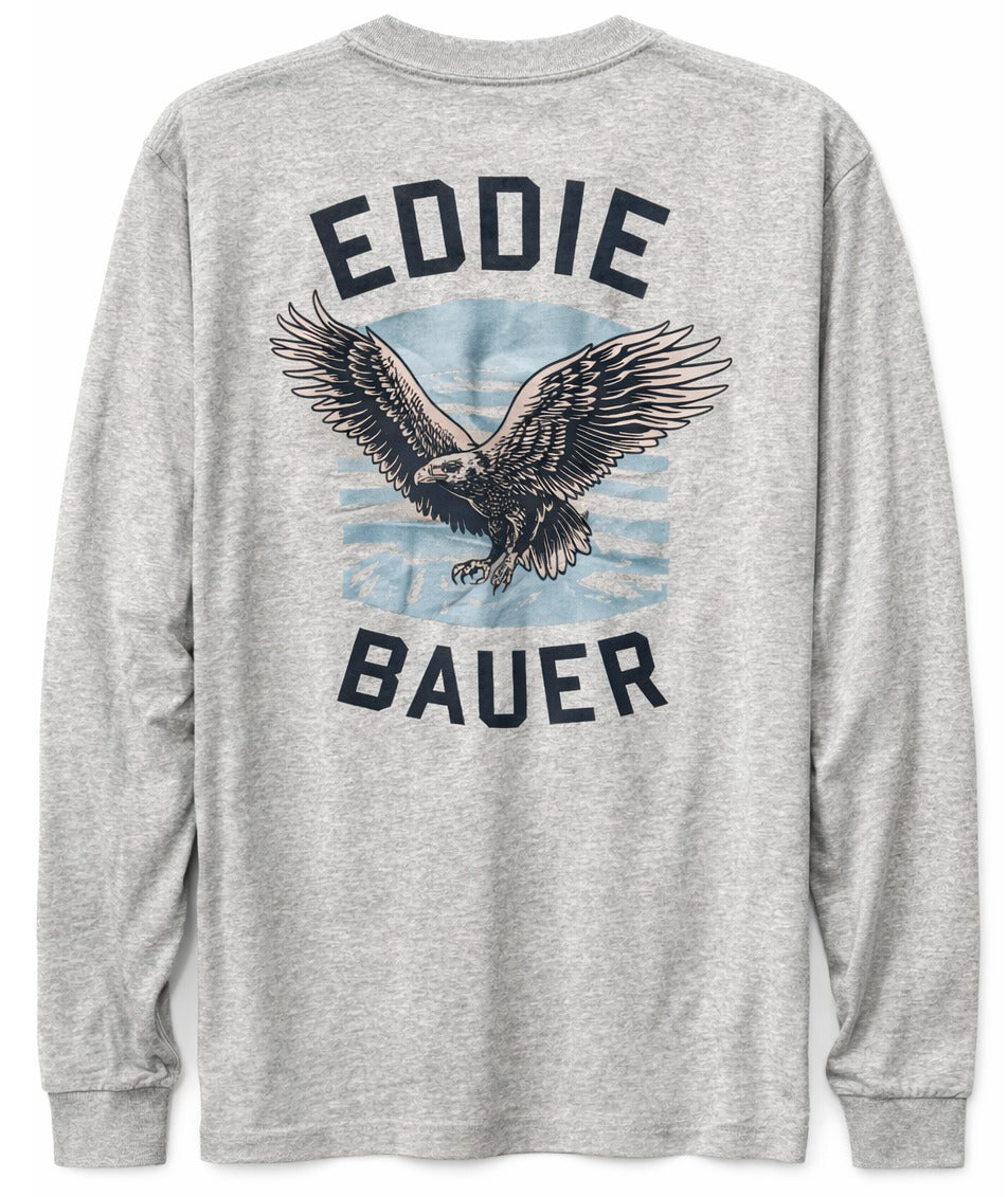 EDDIE BAURER GRAPHIC LONG SLEEVE SHIRT HTR GREY - 3069 - Steal Deal