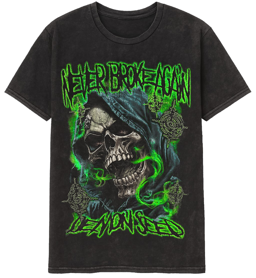 NEVER BROKE AGAIN GRAPHIC T-SHIRT BLACK WASH - YB010