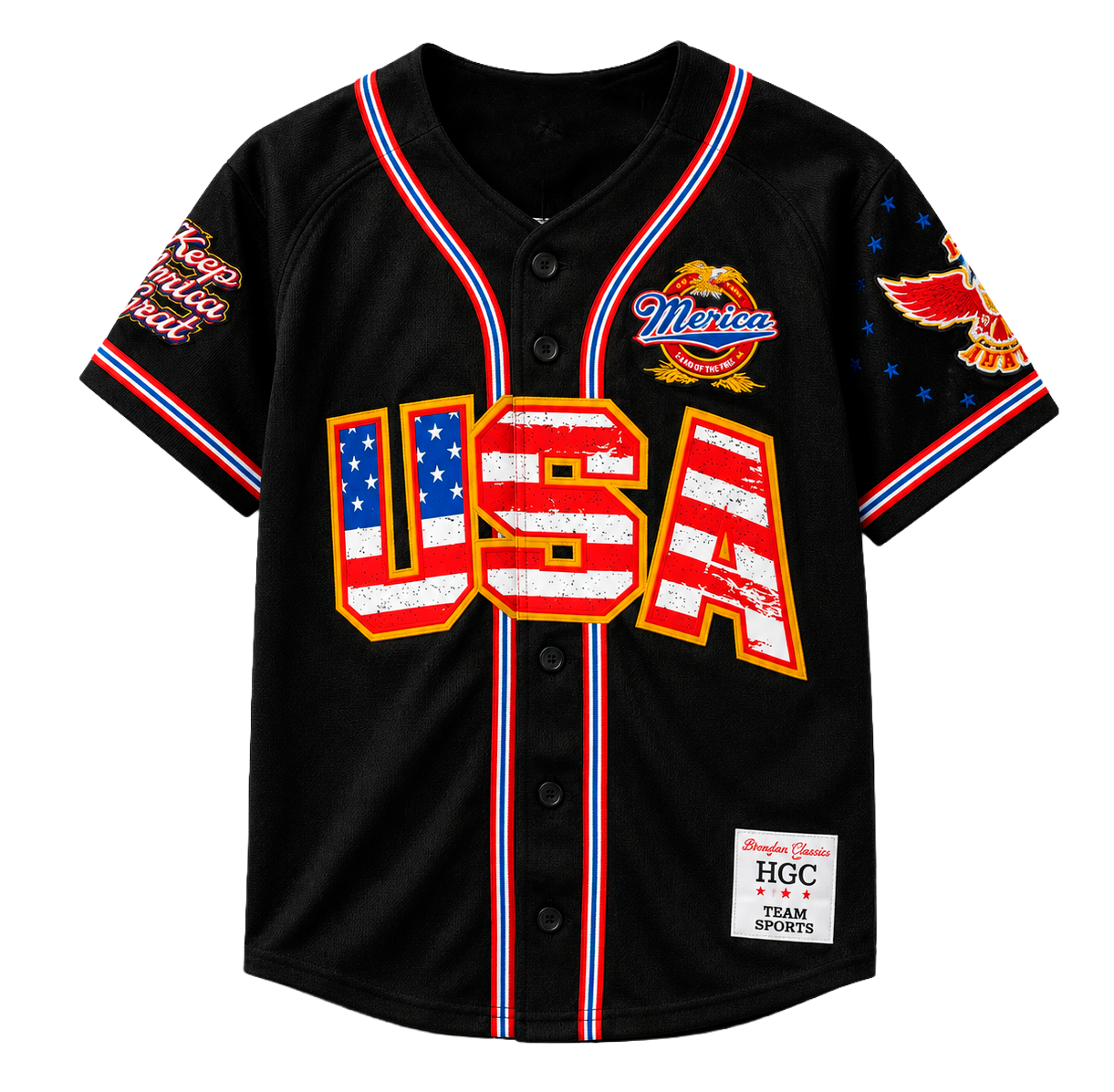 YOUTH HEADGEAR KIDS BASEBALL JERSEY BLACK - HGC191-YBAJ-02 / TRUMP