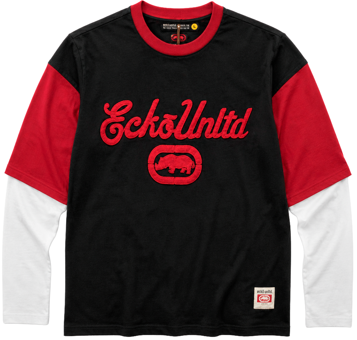 ECKO UNLTD DOUBLE LAYER L/S T-SHIRT BLACK - EO35L444