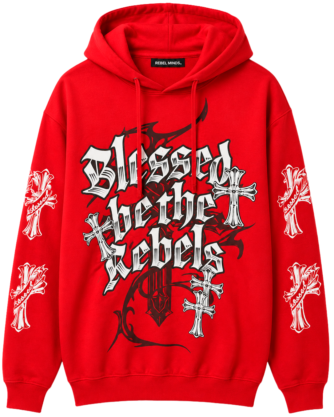 REBEL MINDS BLESSED REBEL HOODIE RED - 152-330