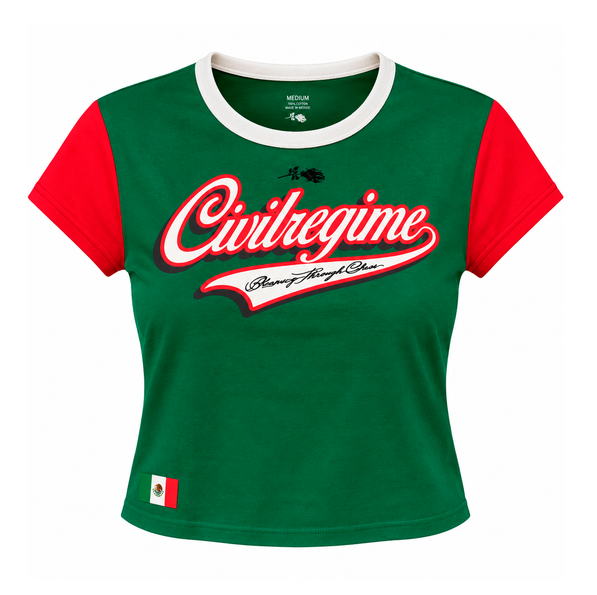 JUNIOR'S CIVIL REGIME T-SHIRT GREEN/RED/WHT - MEXICO