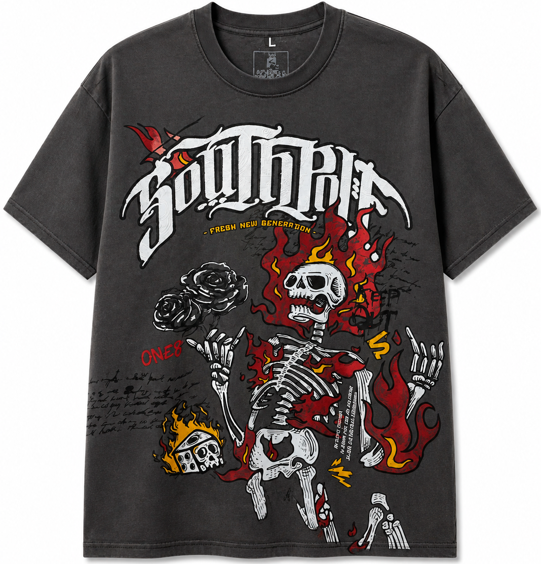 SOUTH POLE PREMIUM GRAPHIC T-SHIRT ASPHALT - SM450132