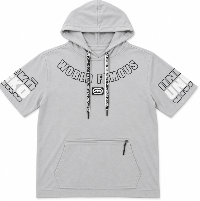 ECKO UNLTD S/S HOODIE SHIRT LT GREY SOLID - EO15K1930