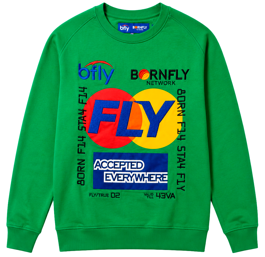 BORN FLY GRAPHIC CREWNECK GREEN - 2303C4613T