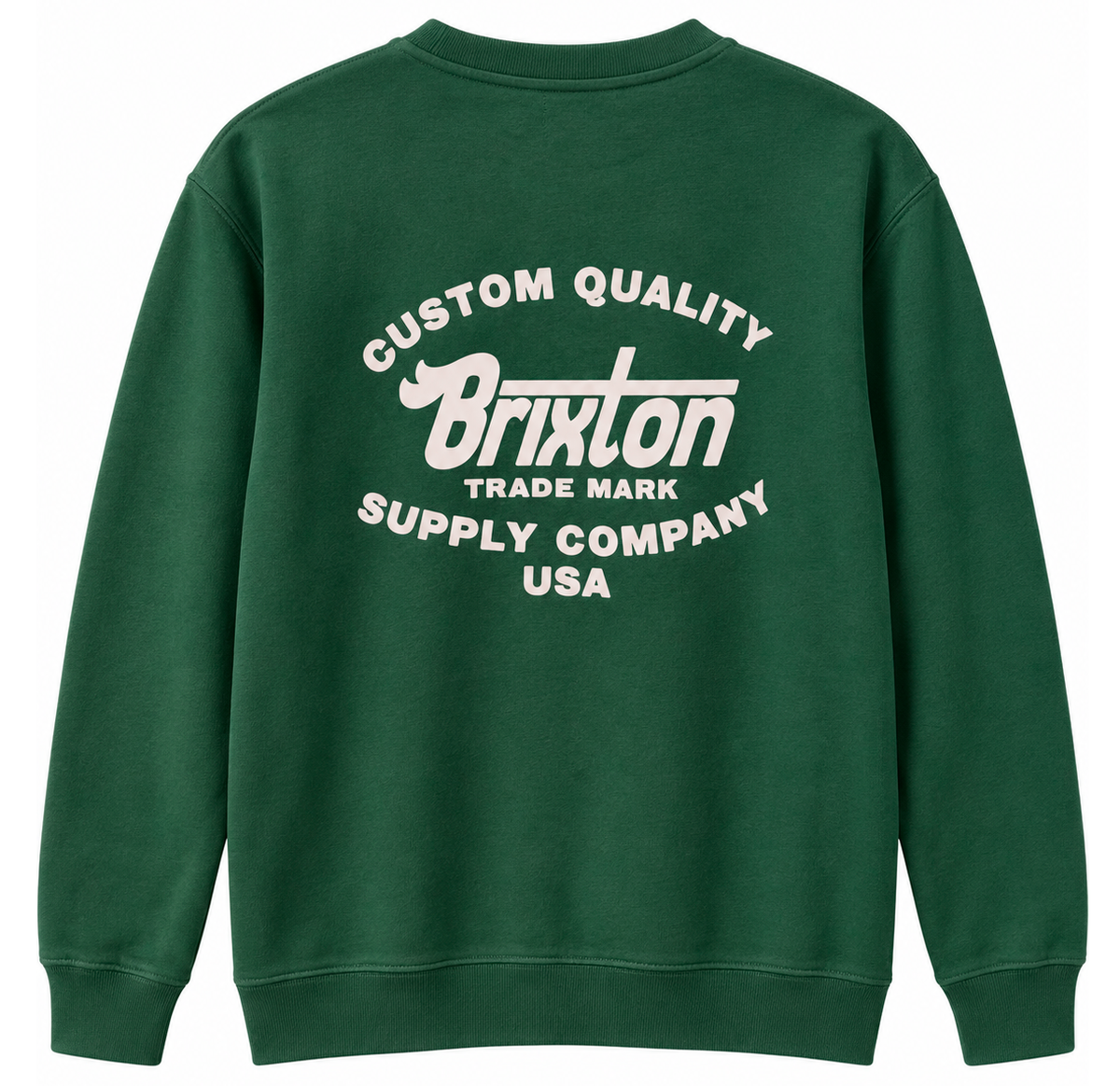 BRIXTON FLEECE CREWNECK DARK GREEN - LOGO