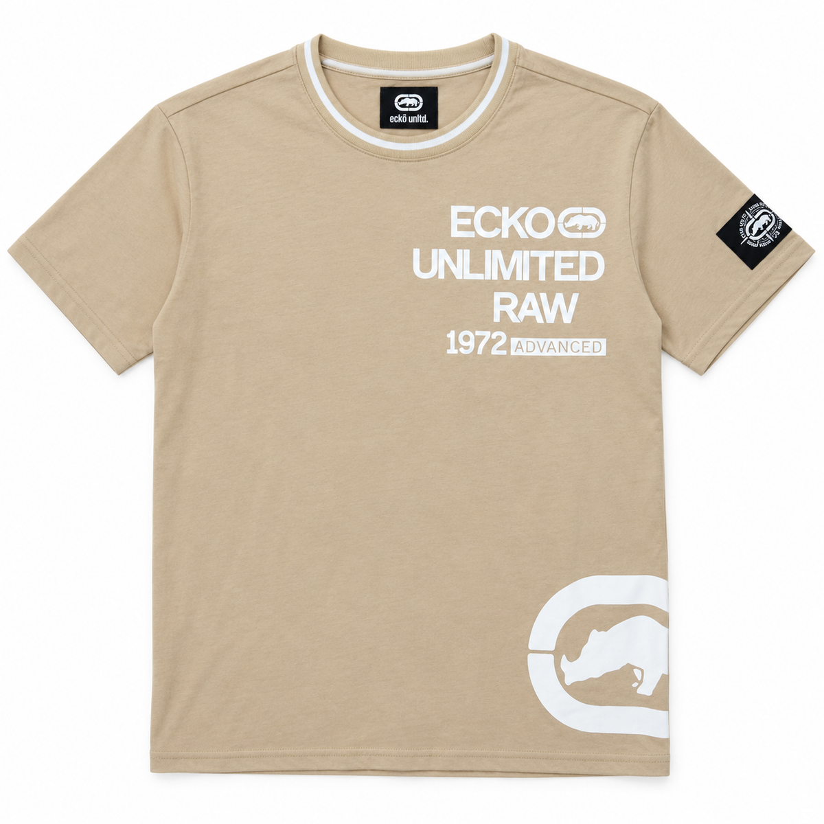 ECKO UNLTD S/S V-NECK T-SHIRT TAUPE - EO14K1462