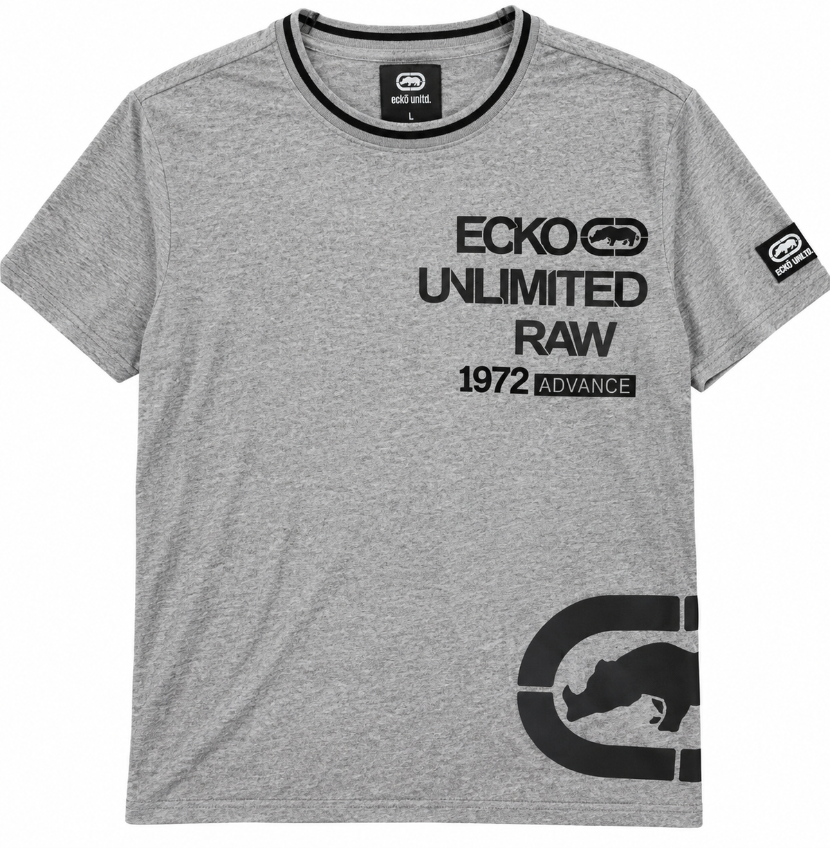 ECKO UNLTD S/S V-NECK T-SHIRT GREY MARLED - EO14K1462