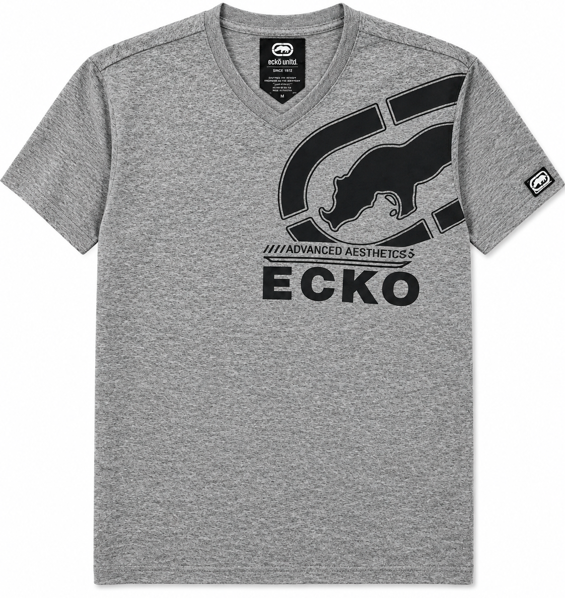 ECKO UNLTD S/S V-NECK T-SHIRT GREY MARLED - EO14K1439