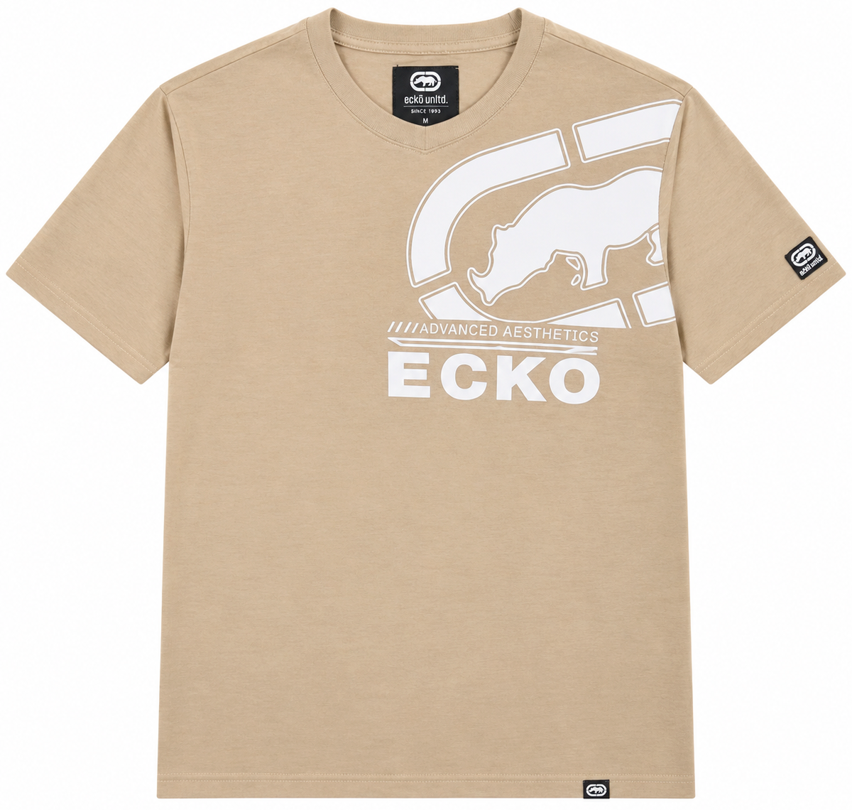 ECKO UNLTD S/S V-NECK T-SHIRT OATMEAL HEATHER - EO14K1439