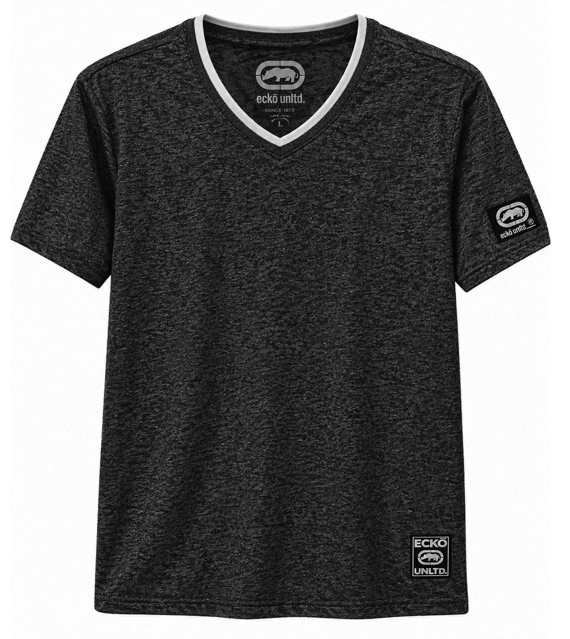 ECKO UNLTD S/S V-NECK T-SHIRT BLACK MARLED - EO13K1159
