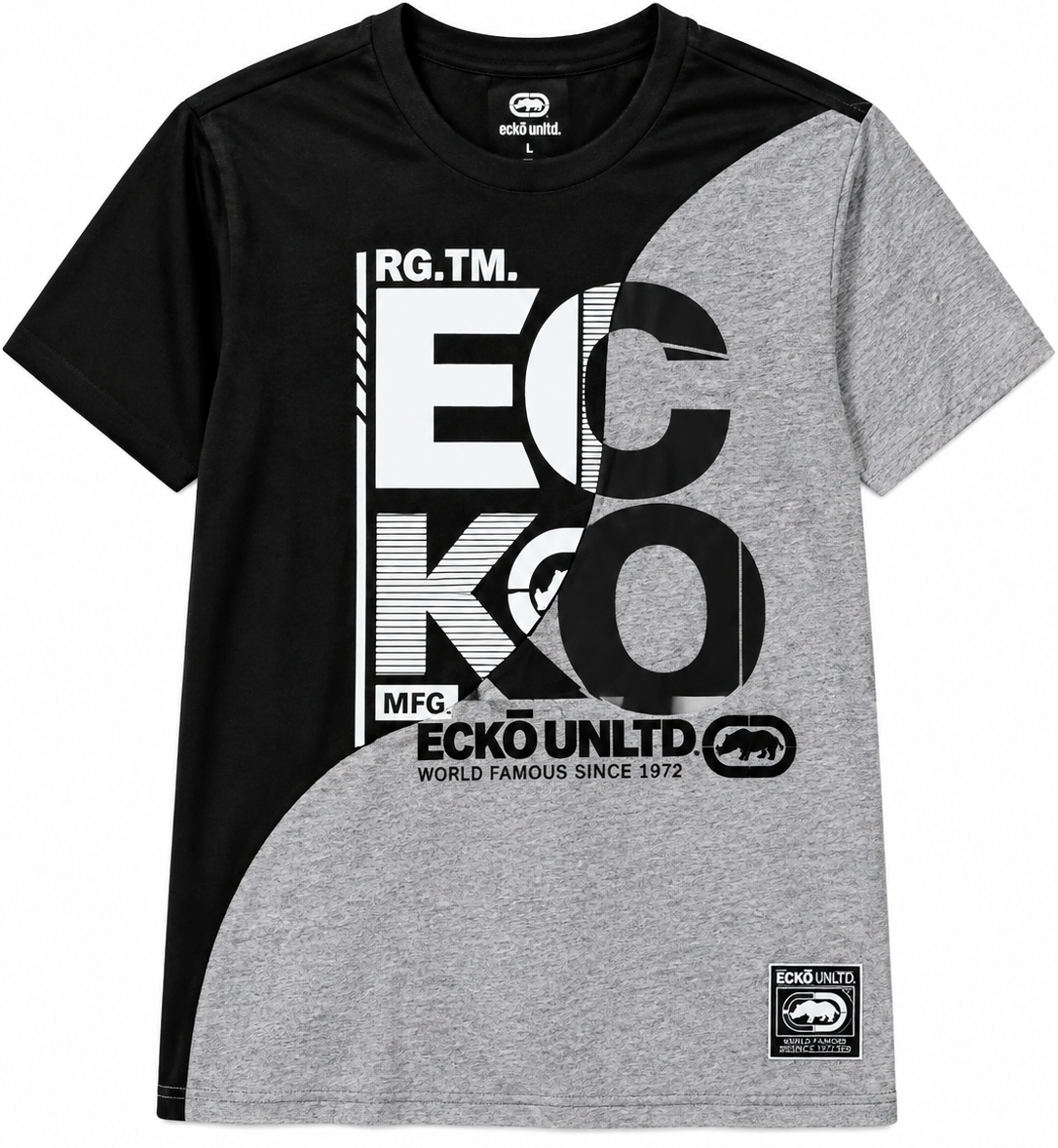 ECKO UNLTD GRAPHIC T-SHIRT BLACK/GREY MARLED - EO14K1538B