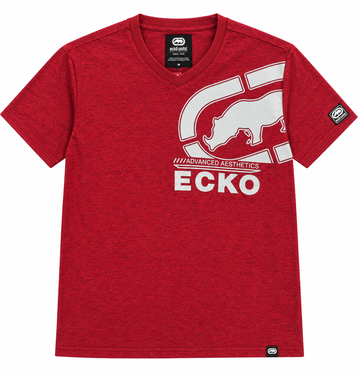 ECKO UNLTD S/S V-NECK T-SHIRT RED MARLED - EO14K1439