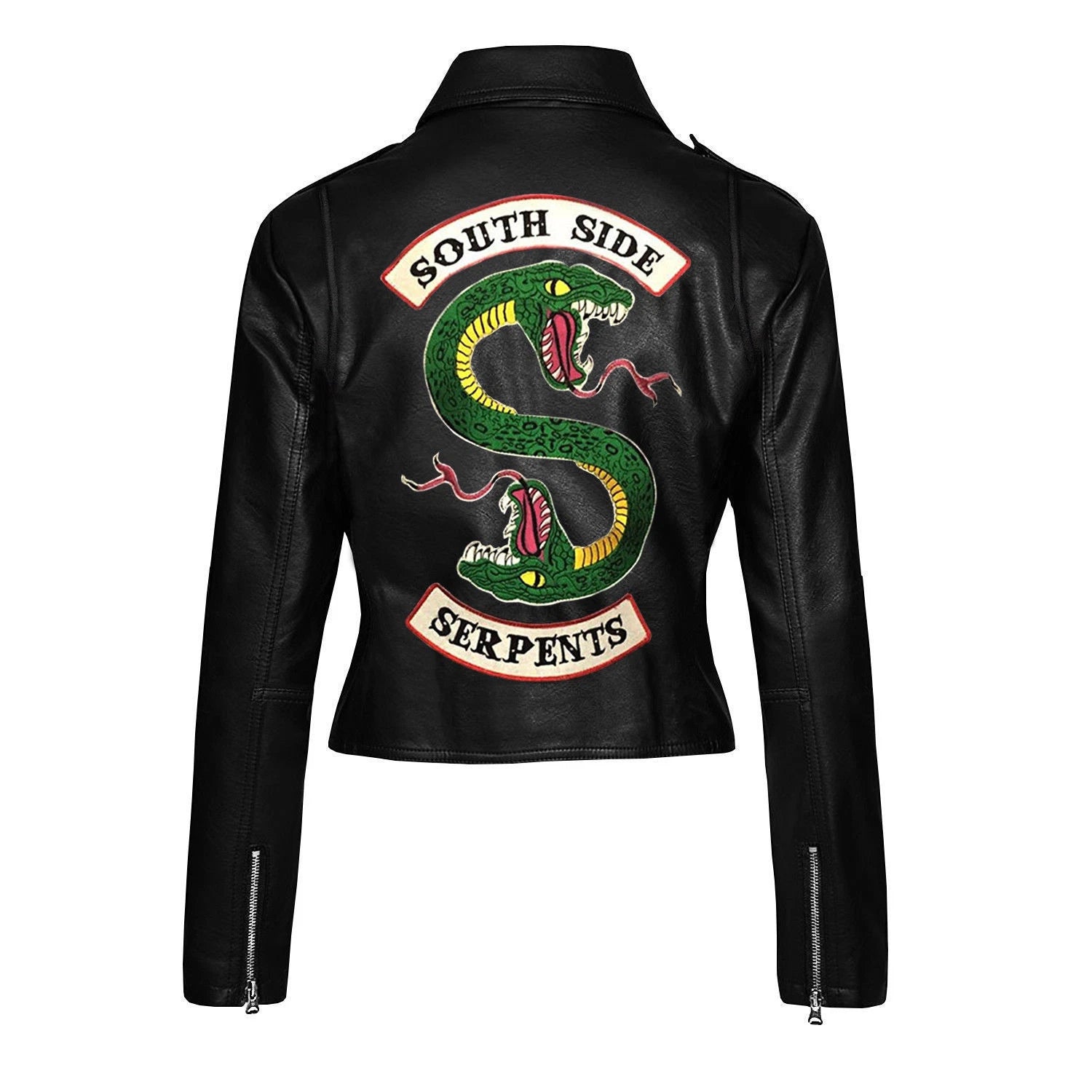 WOMENS LICENSED SERPENTS CROPED BIKER JACKET BLACK/ WHITE - OW7Z8CRIV00OC00