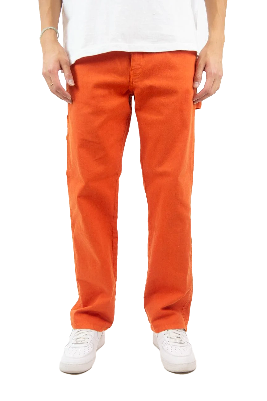 REBEL MINDS TWILL CARPENTER PANTS ORANGE - 100-680T