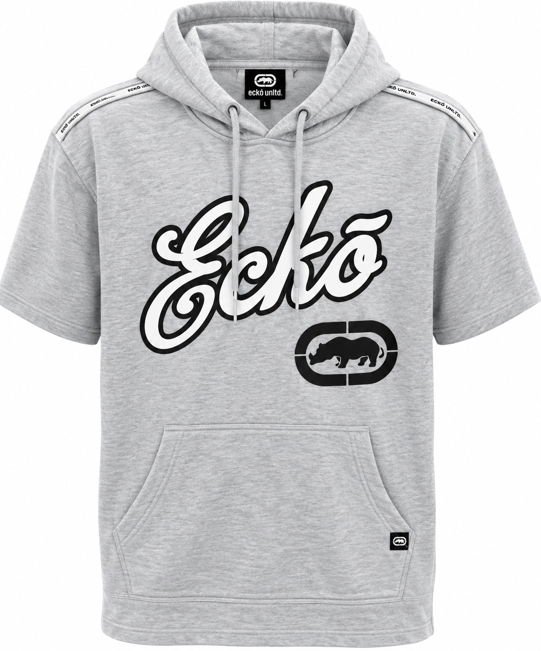 ECKO UNLTD S/S HOODIE SHIRT GREY HEATHER - EO15K1951