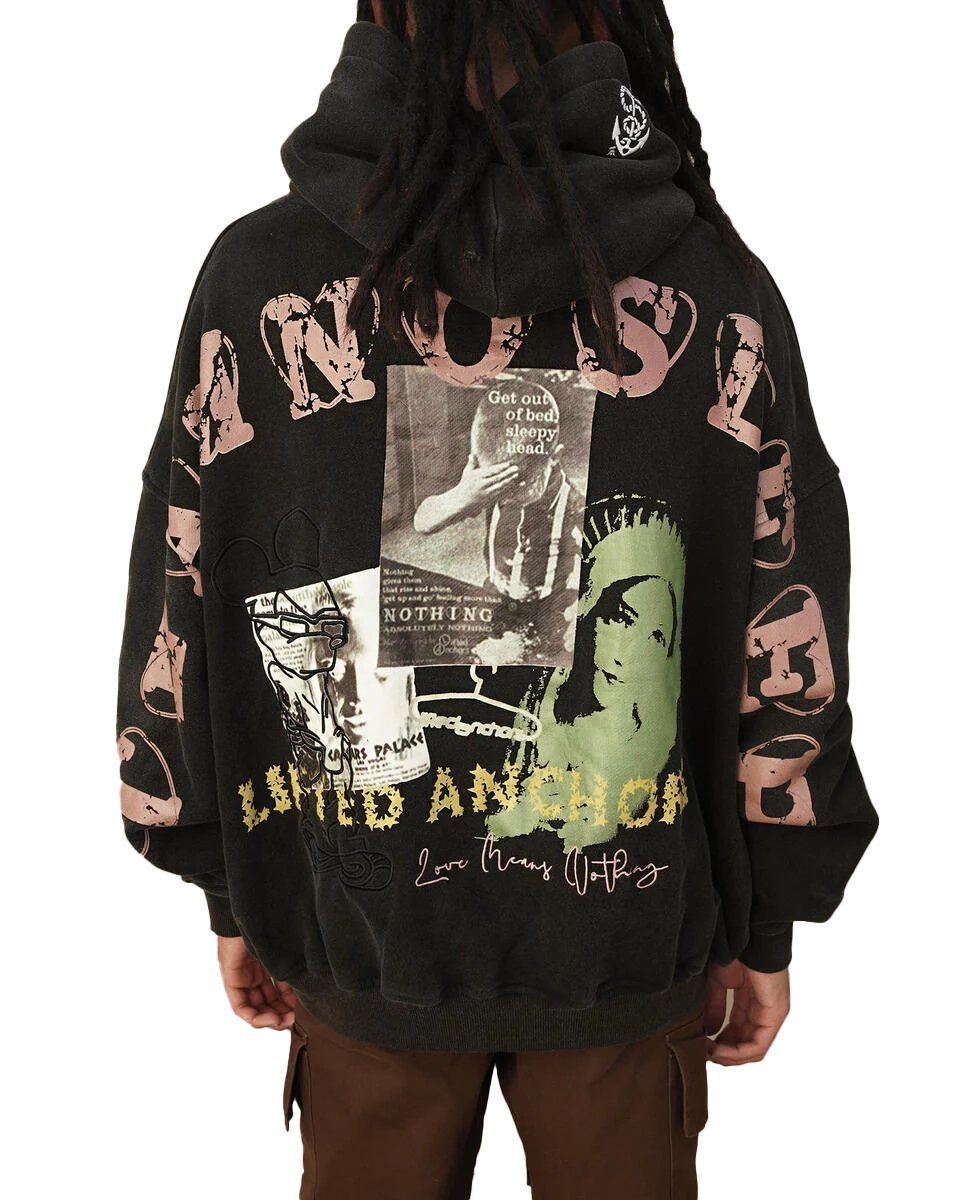 LIFTED ANCHOR RELAXED HOODIE BLACK - LASP24-36