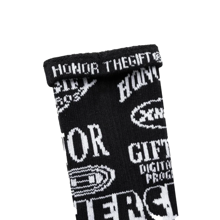 HONOR THE GIFT MIXED GRAPHIC RIBBED SOCKS BLACK - HTG240386