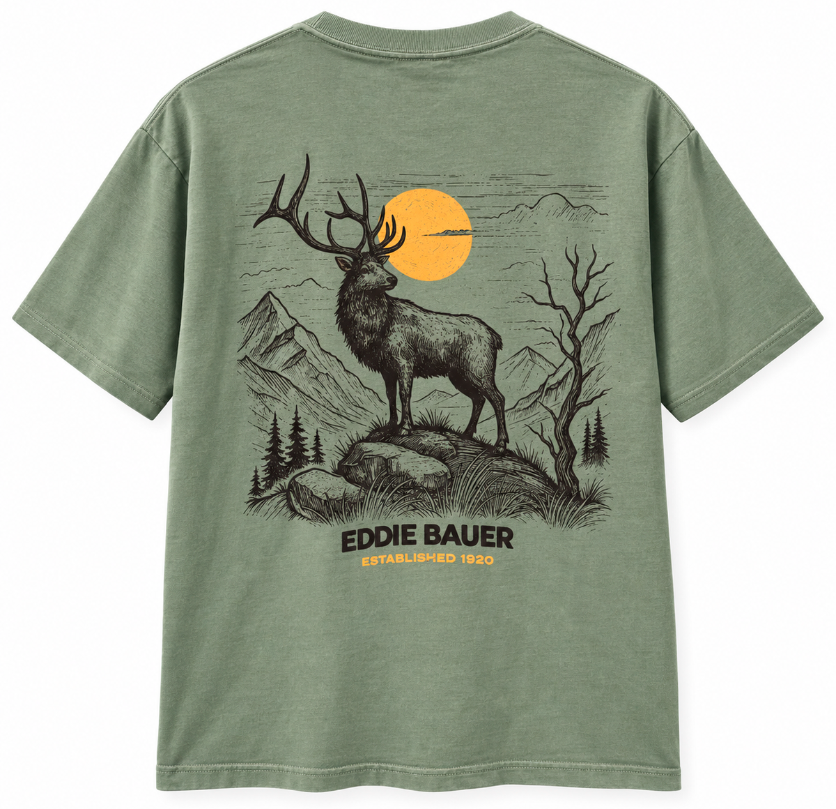EDDIE BAUER GRAPHIC T-SHIRT GREEN - DEER 1920