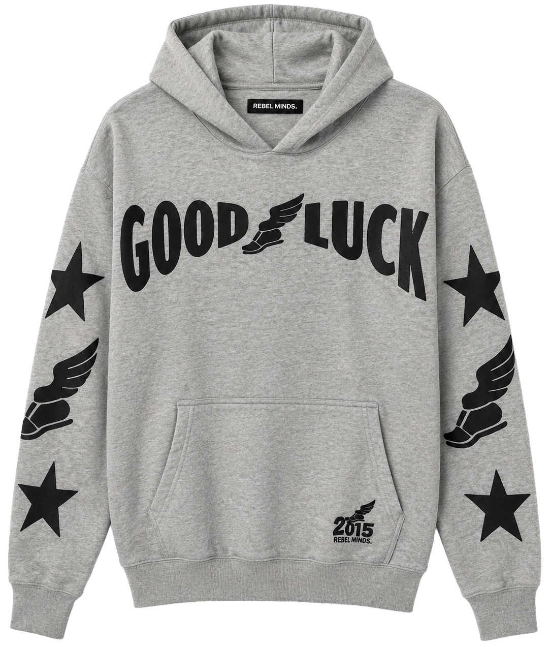 REBEL MINDS GOOD LUCK HOODIE H GREY - 152-323CVC