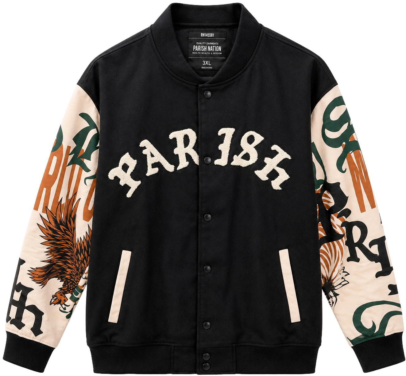 PARISH NATION VARSITY JACKET BLACK - N04O3000