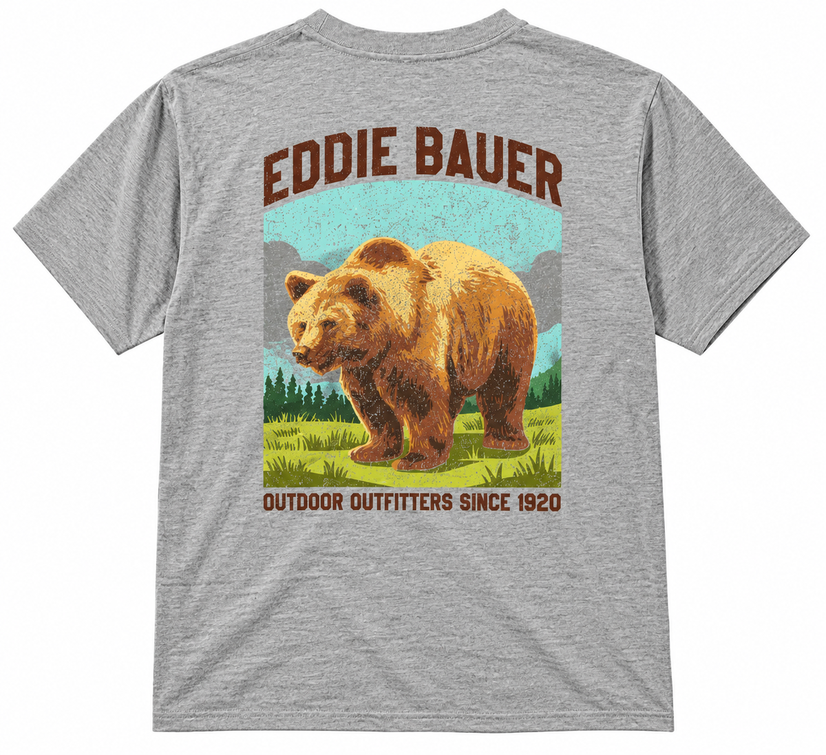 EDDIE BAUER GRAPHIC T-SHIRT GREY - BEAR LOGO
