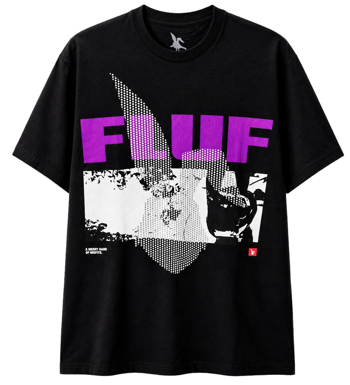 FLUF WORLD MENS T-SHIRT BLACK/PURPLE - GRAPHIC LOGO
