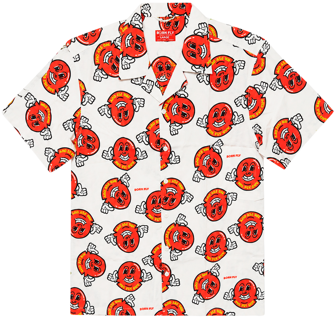 BORN FLY S/S BUTTON-DOWN SHIRT WHITE - 2405W4989