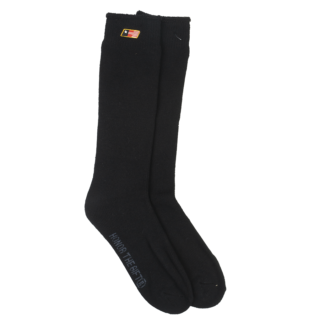 HONOR THE GIFT RIBBED CREW SOCKS BLACK - HTG210481