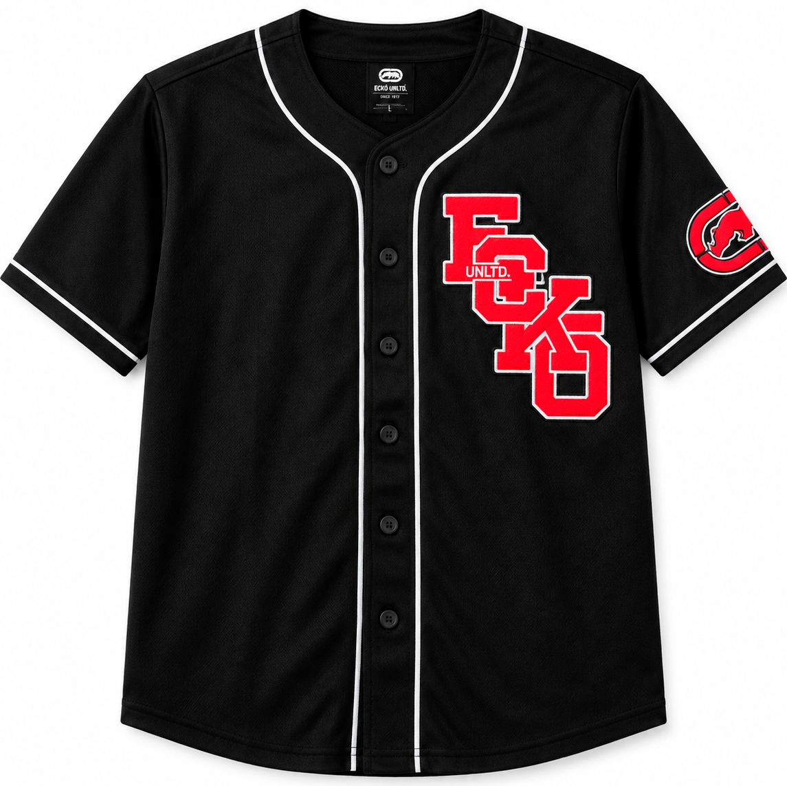 ECKO UNLTD SCRIPT BASEBALL JERSEY BLACK - EO14K1585O