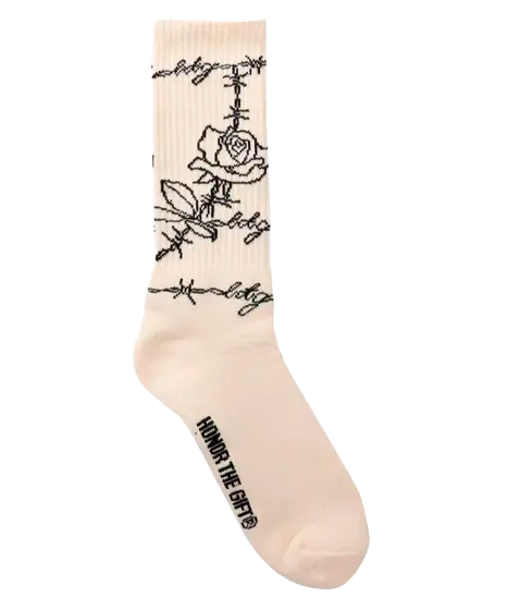 HONOR THE GIFT ROSE WIRE RIBBED SOCKS BONE - HTG230480