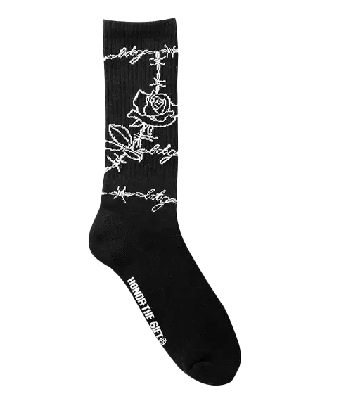 HONOR THE GIFT ROSE WIRE RIBBED SOCKS BLACK - HTG230480