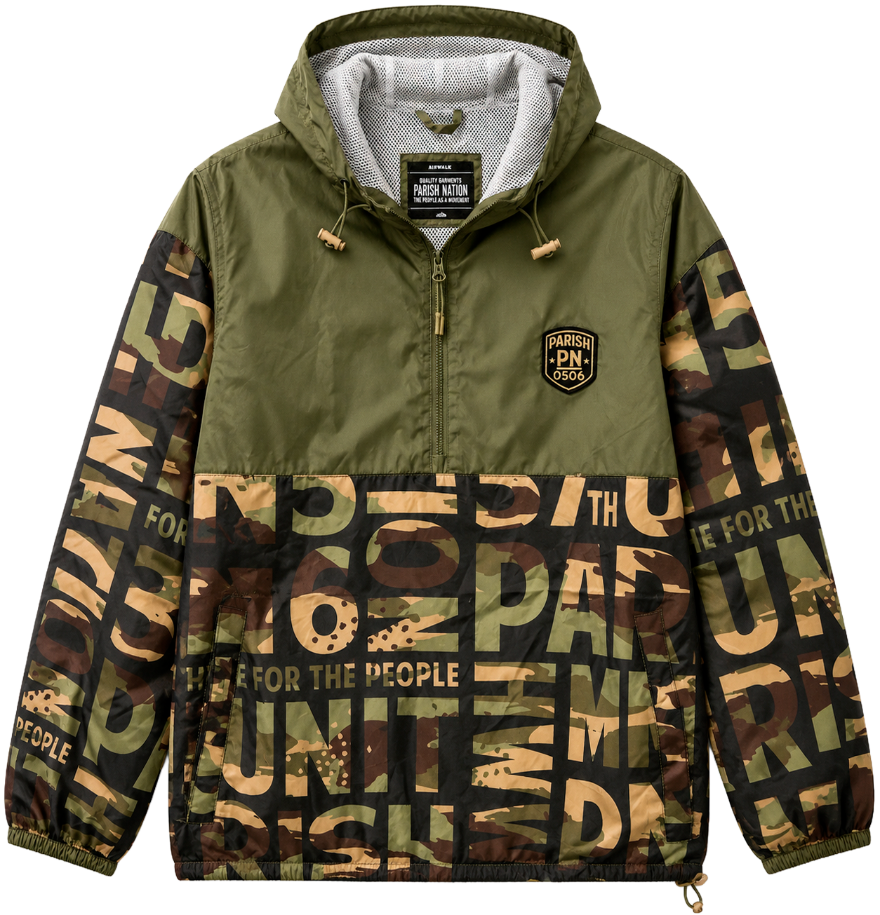 PARISH NATION WINDBREAKER ANORAK KHAKI - N07O1039