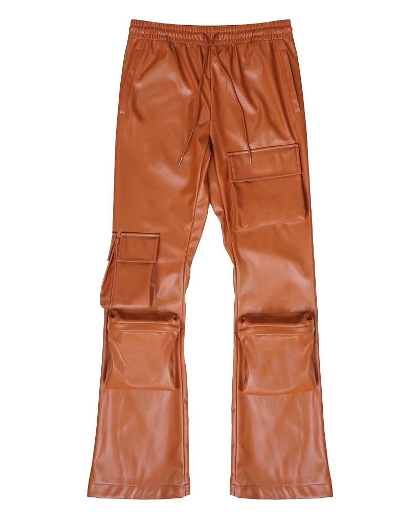 EPTM STACKED PLEATHER CARGO PANTS CLAY - EPTM011