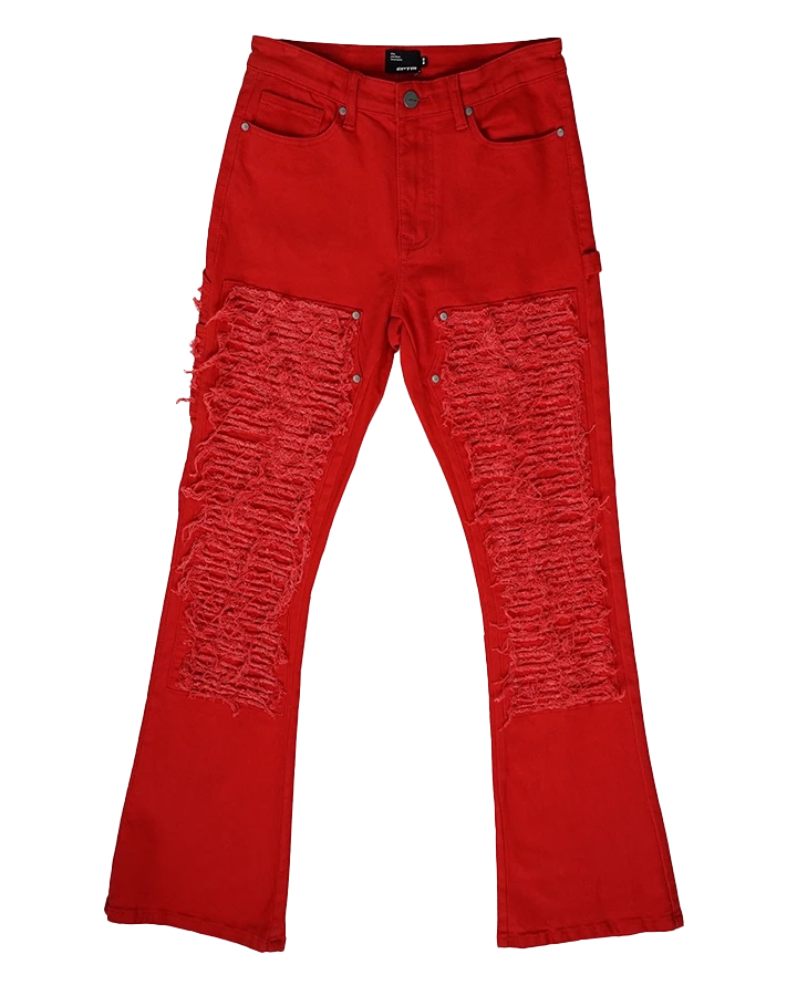 EPTM DISTRESSED STACKED JEANS RED - EPTM021