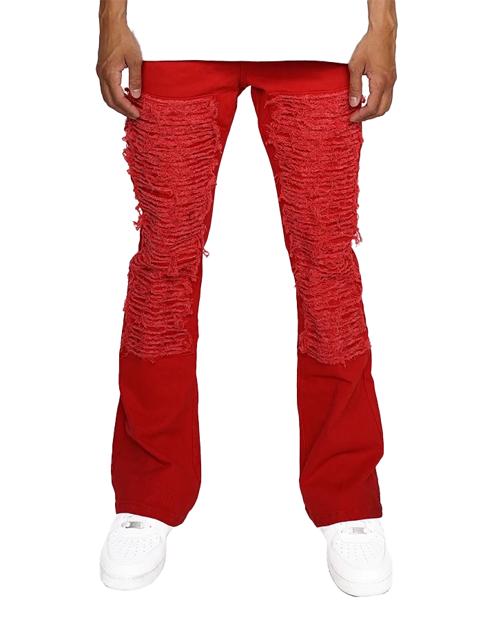 EPTM DISTRESSED STACKED JEANS RED - EPTM021